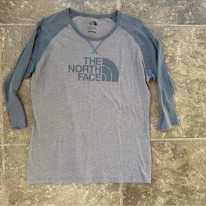 The North Face Gray Tee with Blue Trim